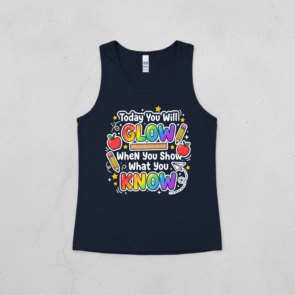 Today You Will Glow Motivational School Quote Tank Top - Navy