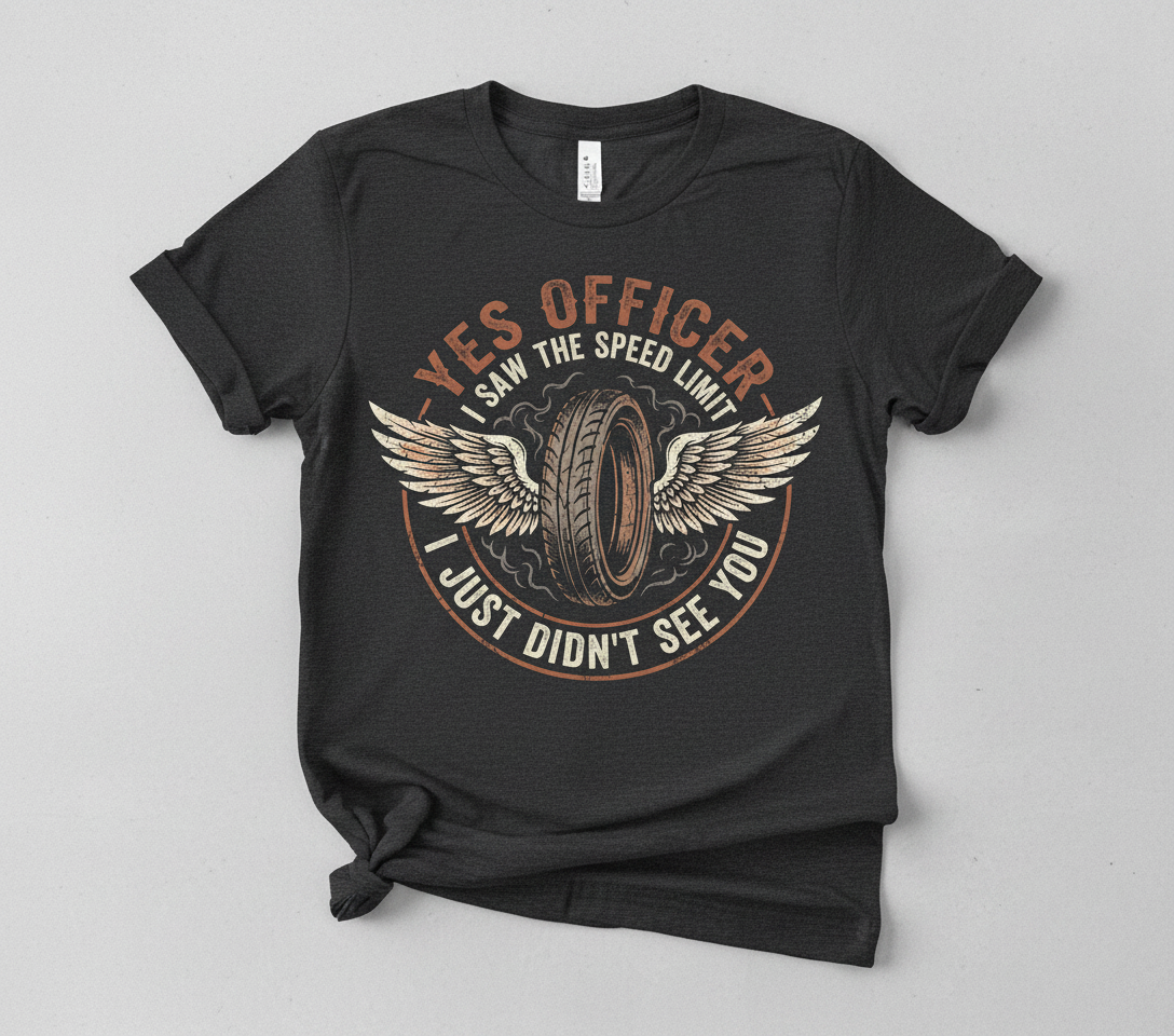 Yes Officer I Saw The Speed Limit Motorcycle Humor T-Shirt - Dark Heather