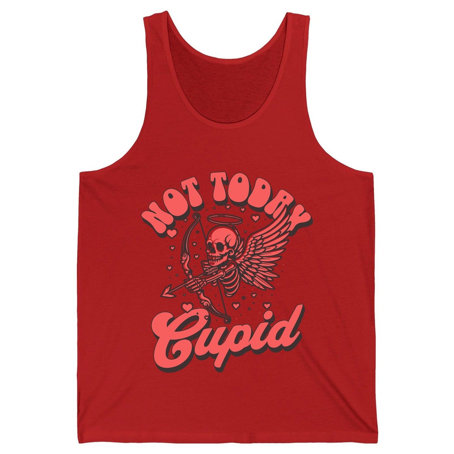 Not Today Cupid skeletal cupid Tank Top Red product mockup