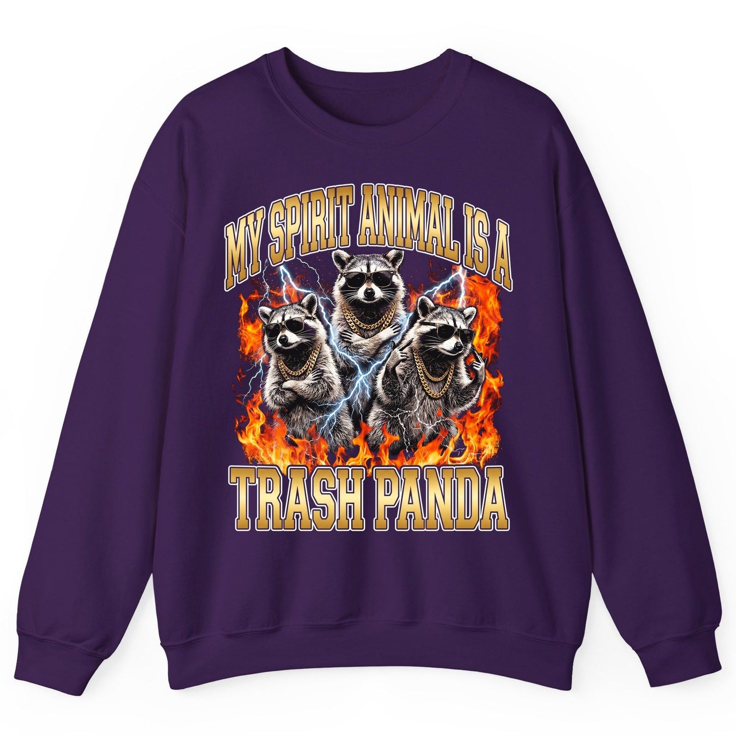 My Spirit Animal Is a Trash Panda raccoon Sweatshirt Purple product mockup