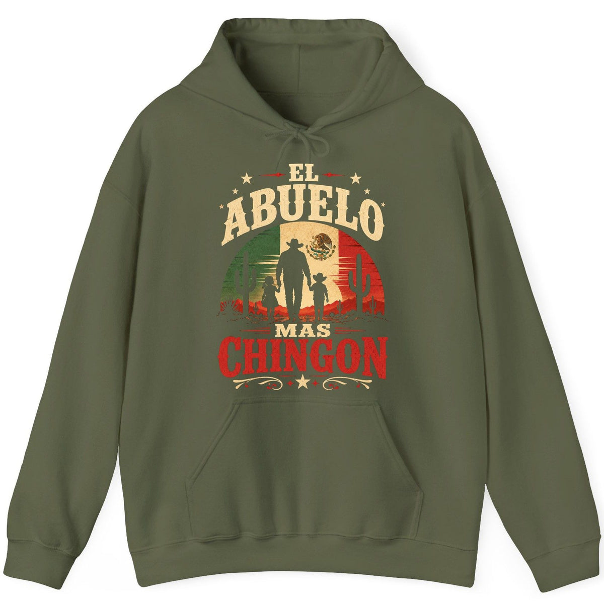 El Abuelo Mas Chingon mexican grandfather Hoodie Military Green product mockup