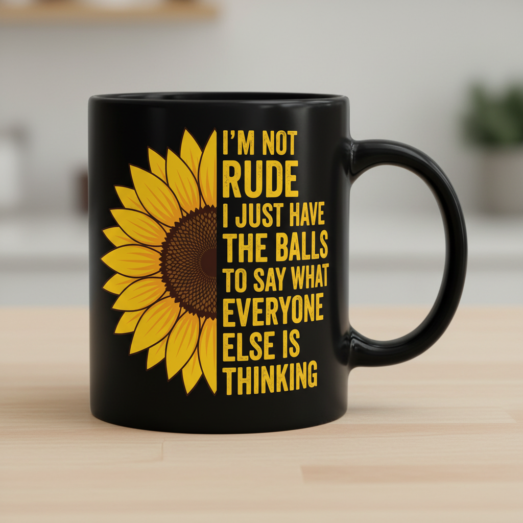Sunflower I'm Not Rude Funny Sarcastic Quote Black Mug - Black
