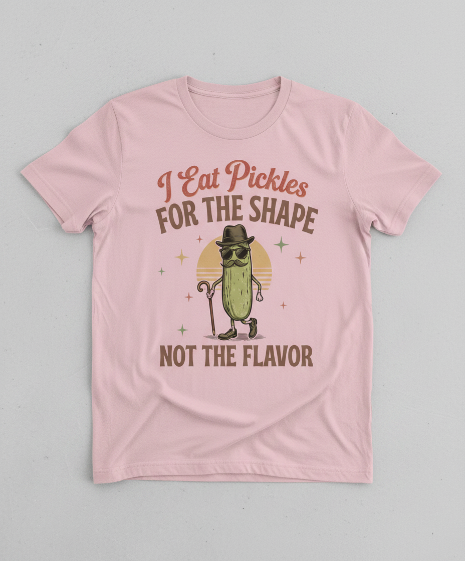 Funny Pickle I Eat Pickles For The Shape Retro Design T-Shirt - Light Pink