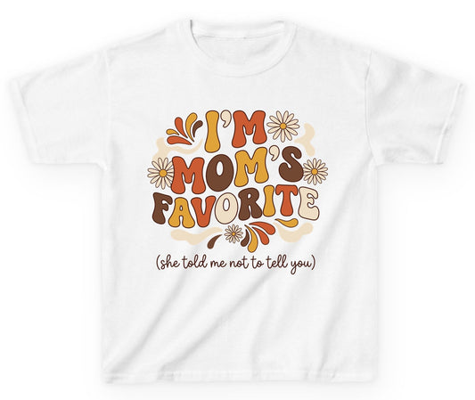 I'm Mom's Favorite (She Told Me Not to Tell You) favorite child Youth T-Shirt White product mockup