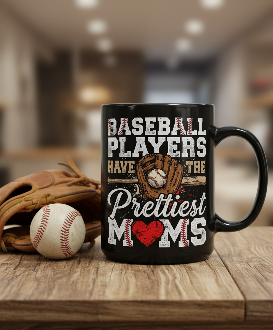 Baseball Players Have The Prettiest Moms Design Black Mug - Black