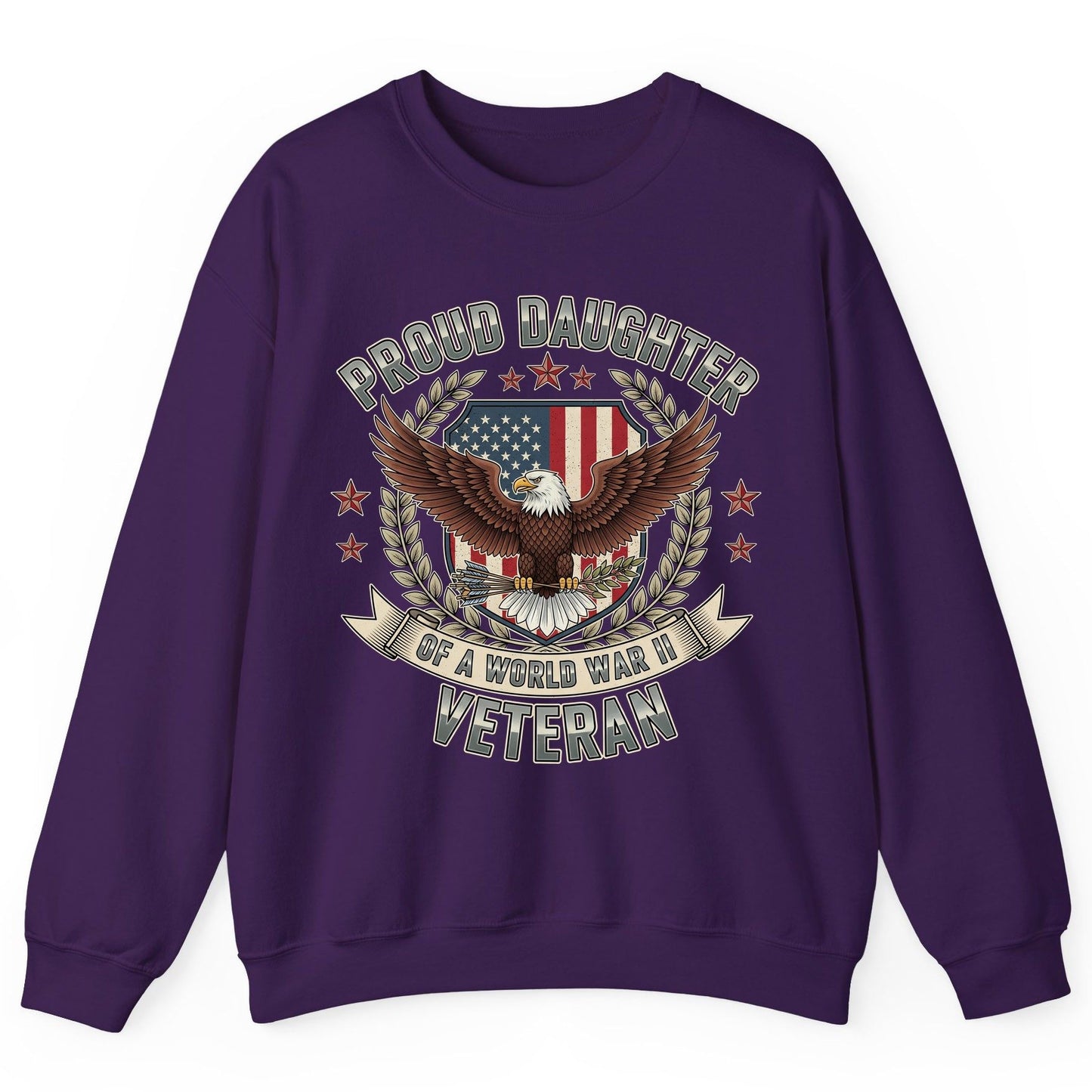 Proud Daughter of a World War Ii Veteran wwii veteran Sweatshirt Purple product mockup