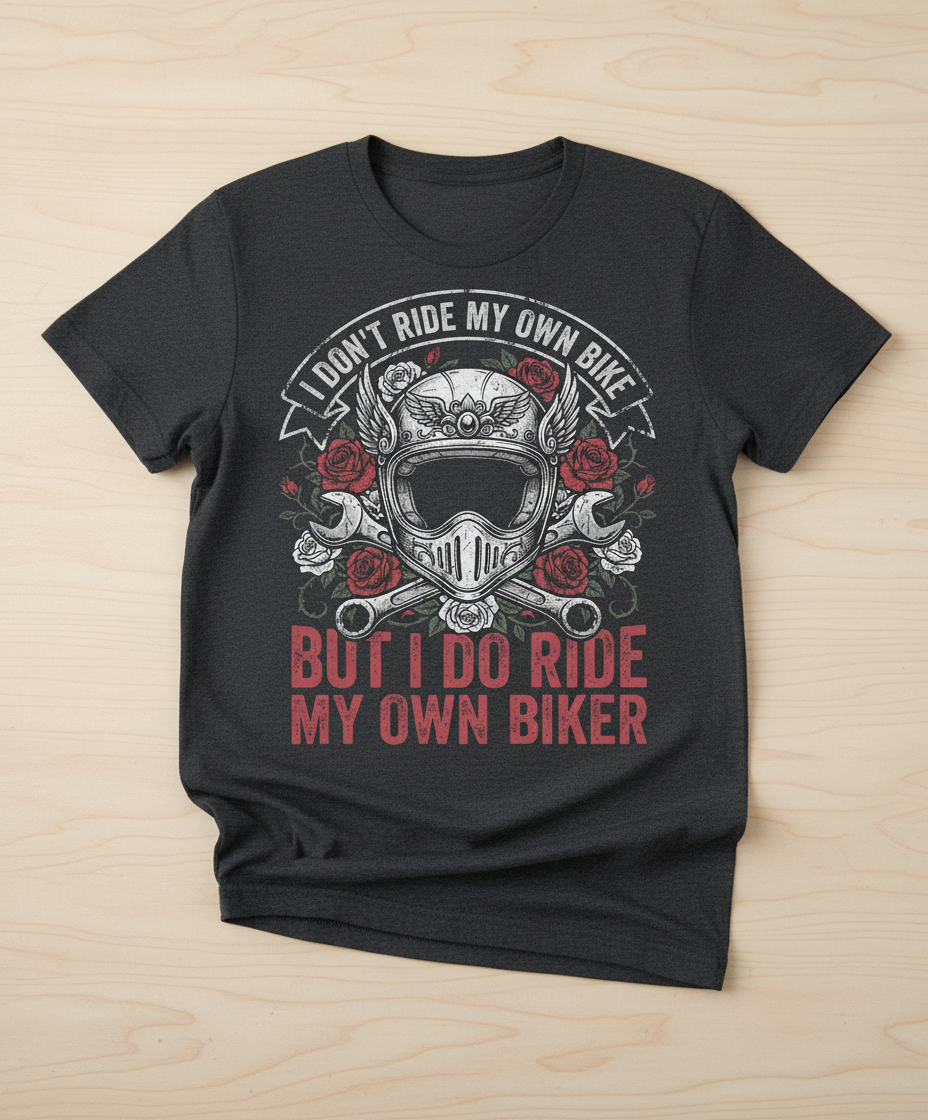 I Don't Ride My Own Bike But I Do Ride My Own Biker Funny Motorcycle Design T-Shirt - Dark Heather