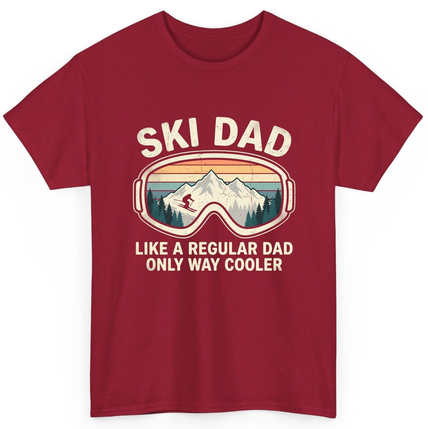 Ski Dad Like a Regular Dad Only Way Cooler skiing T-Shirt Cardinal Red product mockup
