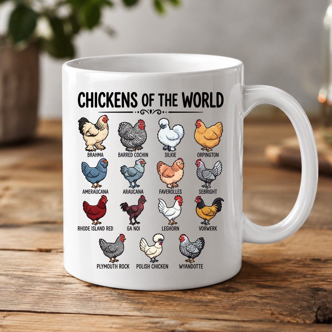 Breeds of the World, Brahma, Barred Cochin, Silkie, Orpington, Ameraucana, Araucana, Faverolles, Sebright, Rhode Island Red,