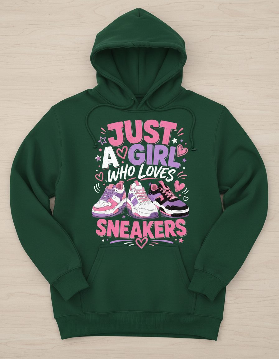 Sneakers Sneakerhead Girls Hoodie - product mockup - Forest Green