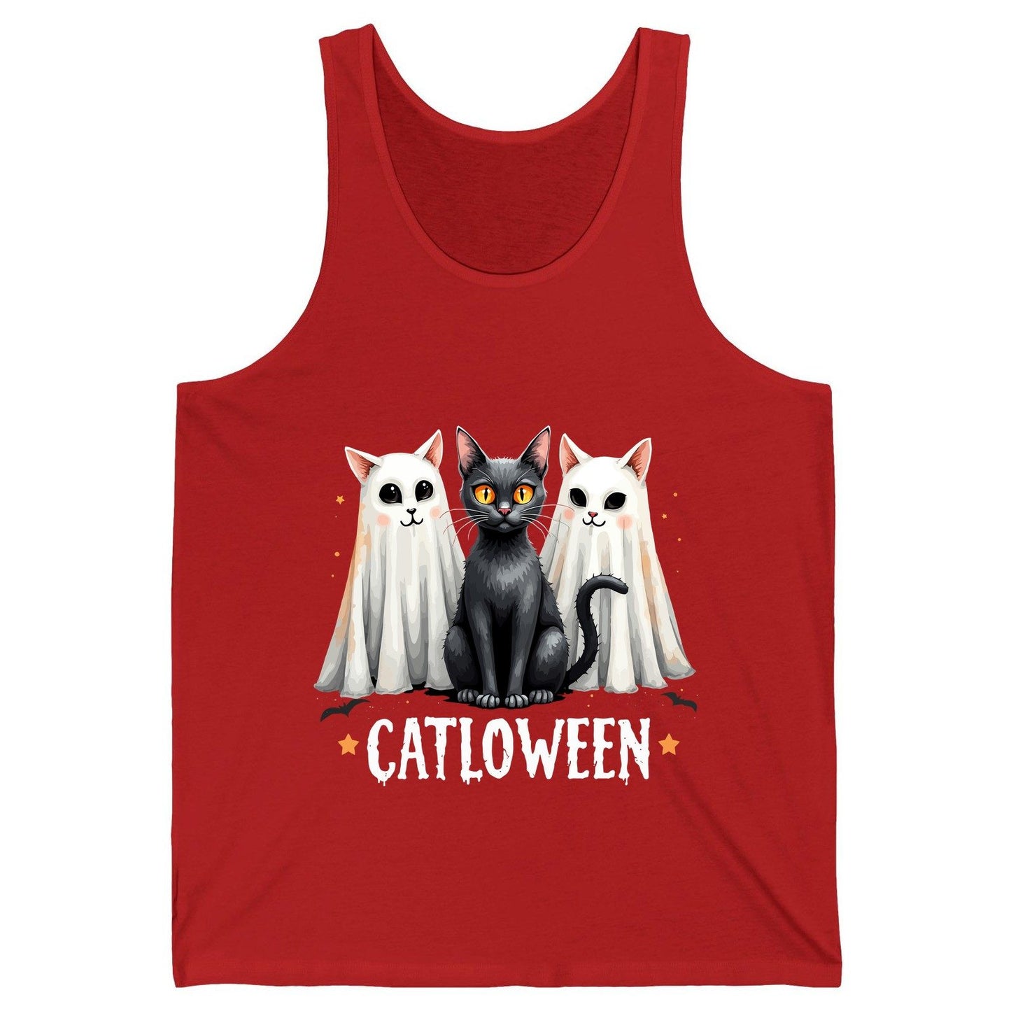 Catloween Halloween cats Tank Top Red product mockup
