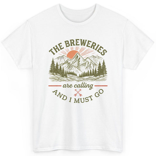 THE Breweries Are Calling AND I MUST GO Funny Craft Beer T-Shirt - product mockup - White