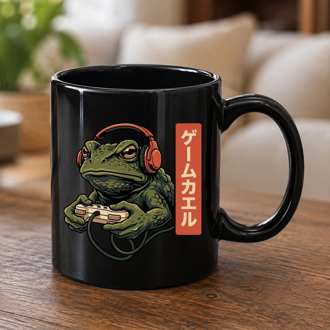 ゲームカエル gaming toad Black Mug Black product mockup