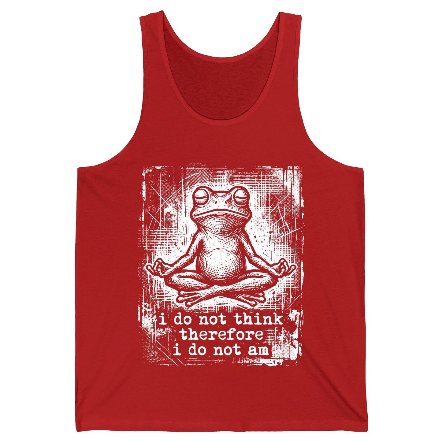 I Do Not Think Therefore I Do Not Am meditating frog Tank Top Red product mockup