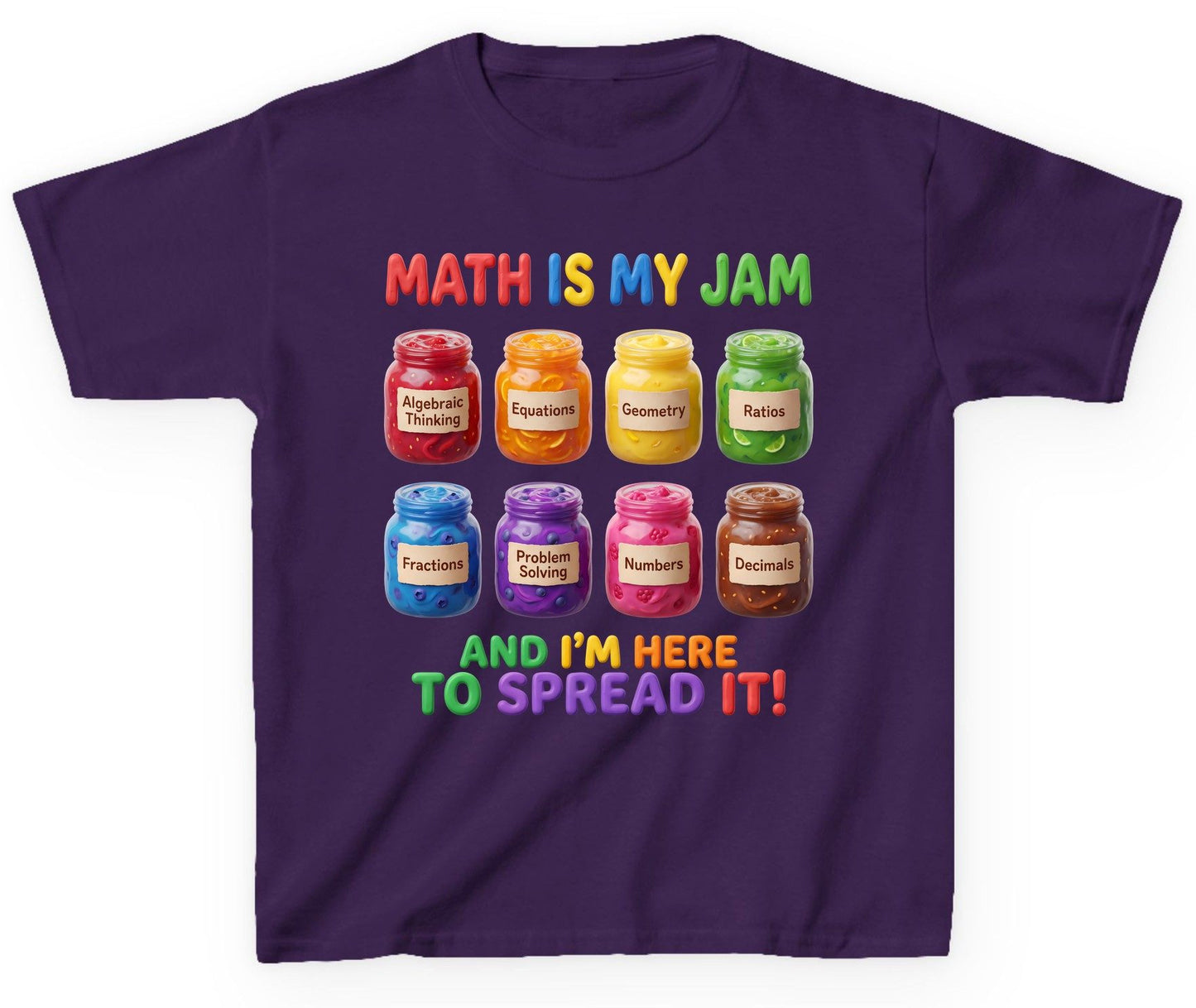 Math Is My Jam and I'm Here to Spread It! mathematics Youth T-Shirt Purple product mockup