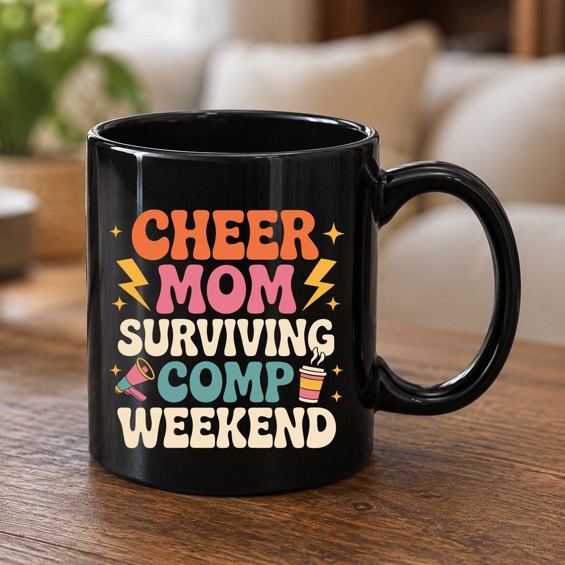 Cheer Mom Surviving Comp Weekend cheer mom Black Mug Black product mockup