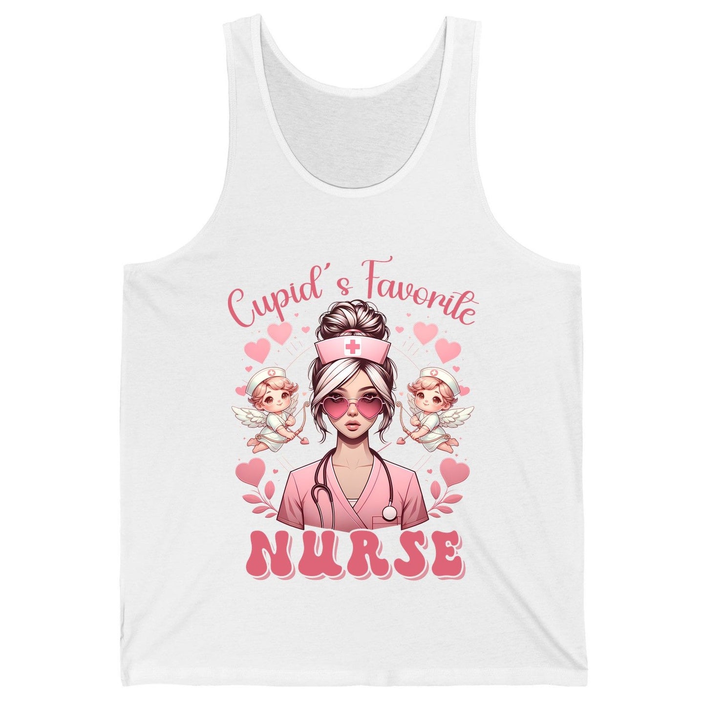 Cupid's Favorite Nurse nurse Tank Top White product mockup