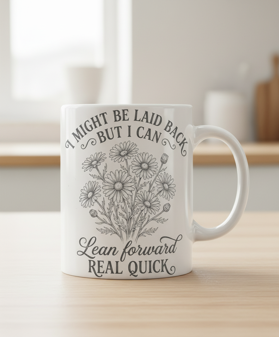 I Might Be Laid Back Floral Quote Design White Mug - White