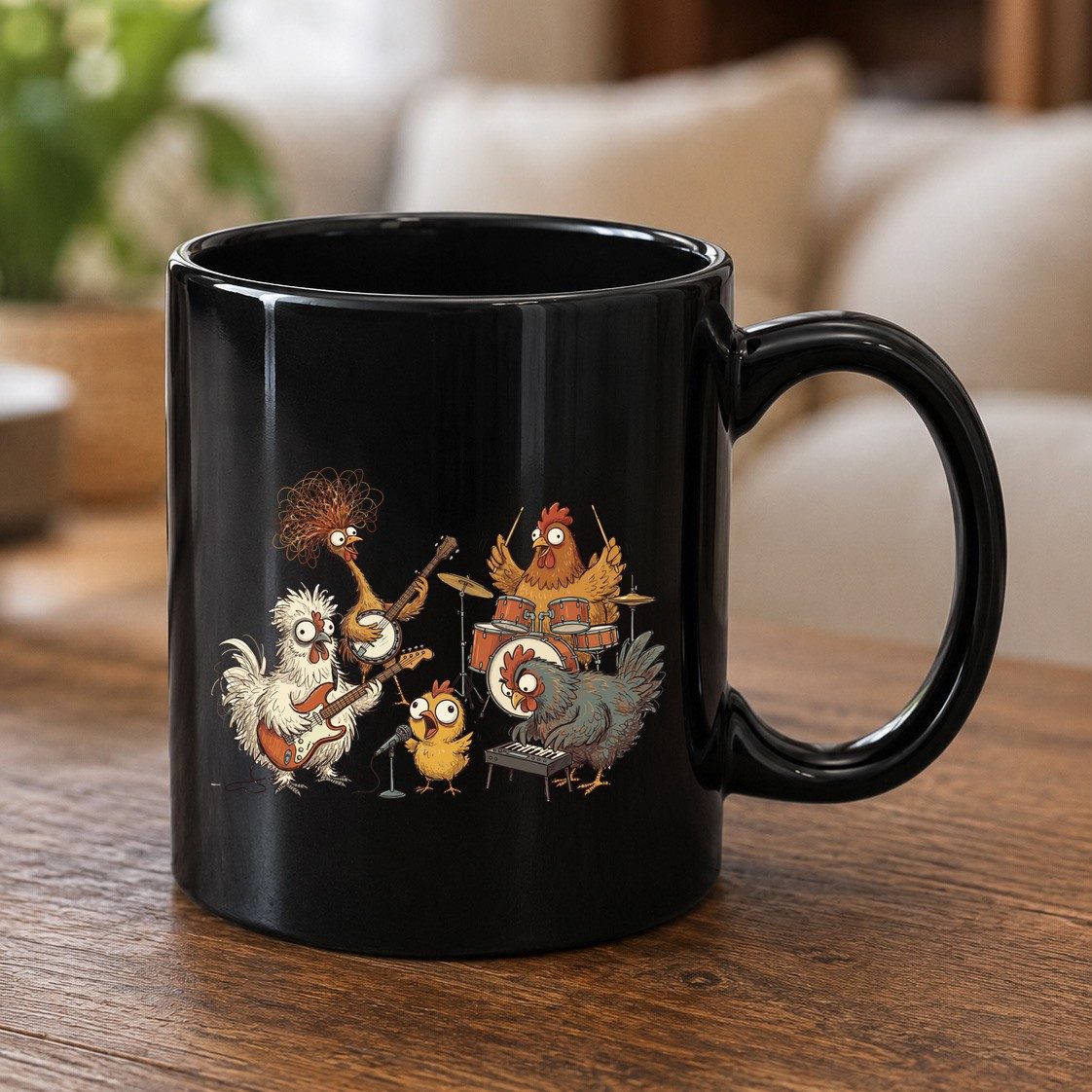 Chicken Rock Band chicken rock band Black Mug Black product mockup