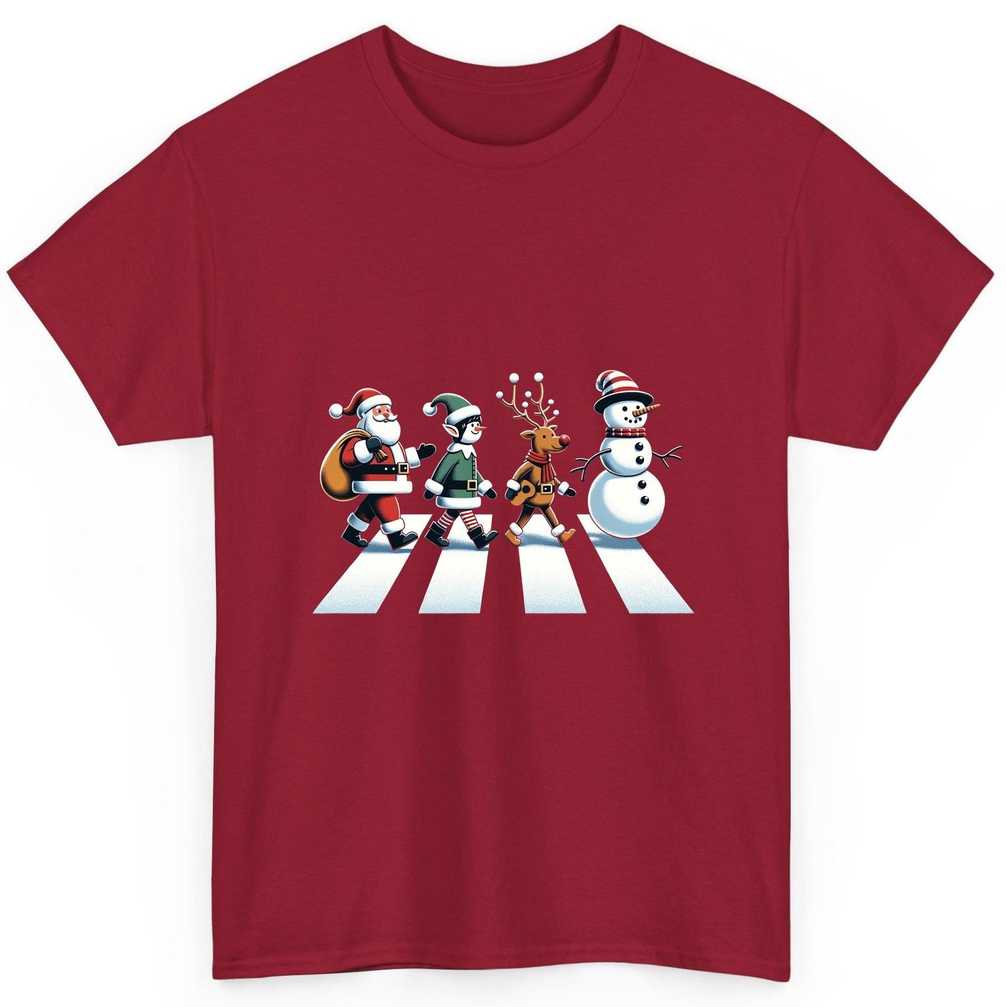 Christmas Abbey Road Parody Christmas abbey road parody T-Shirt Cardinal Red product mockup