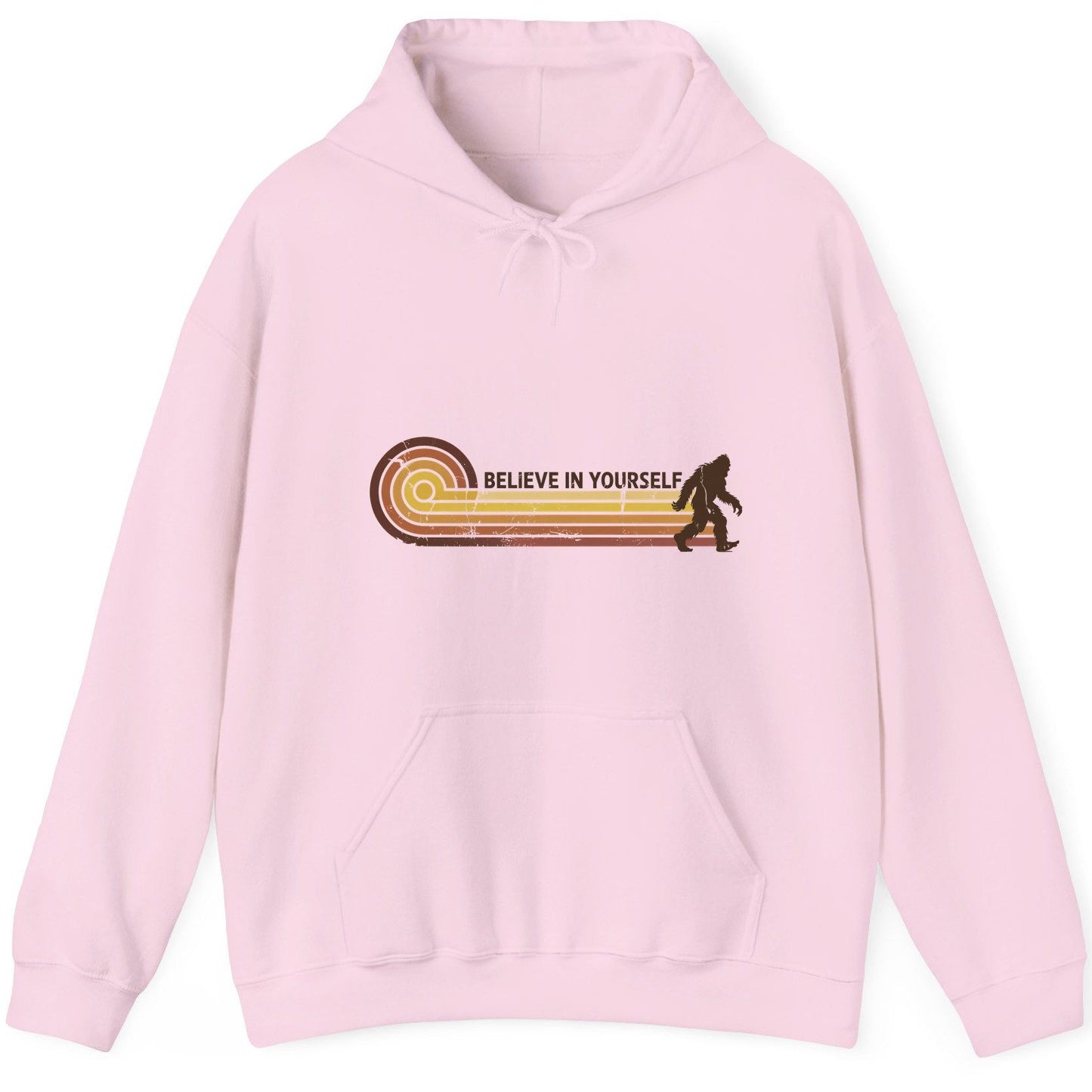Believe in Yourself bigfoot Hoodie Light Pink product mockup