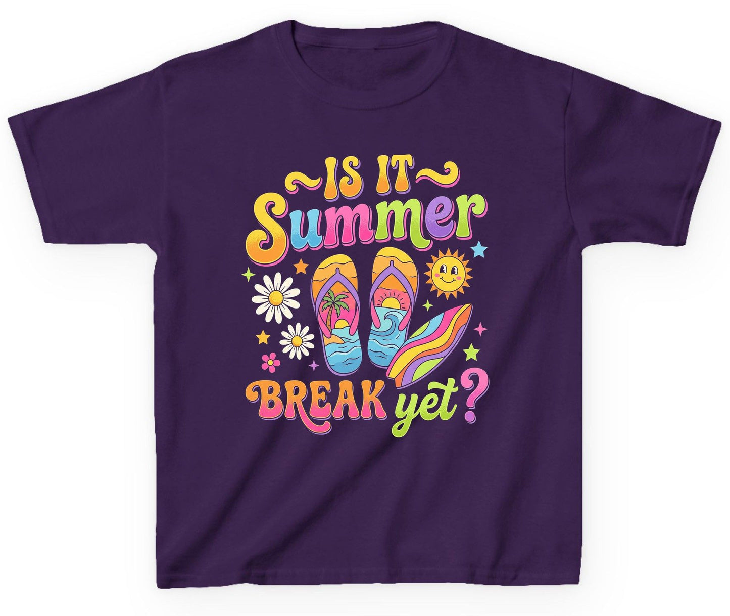 Is It Summer Break Yet Retro Vacation Youth T-Shirt - product mockup - Purple