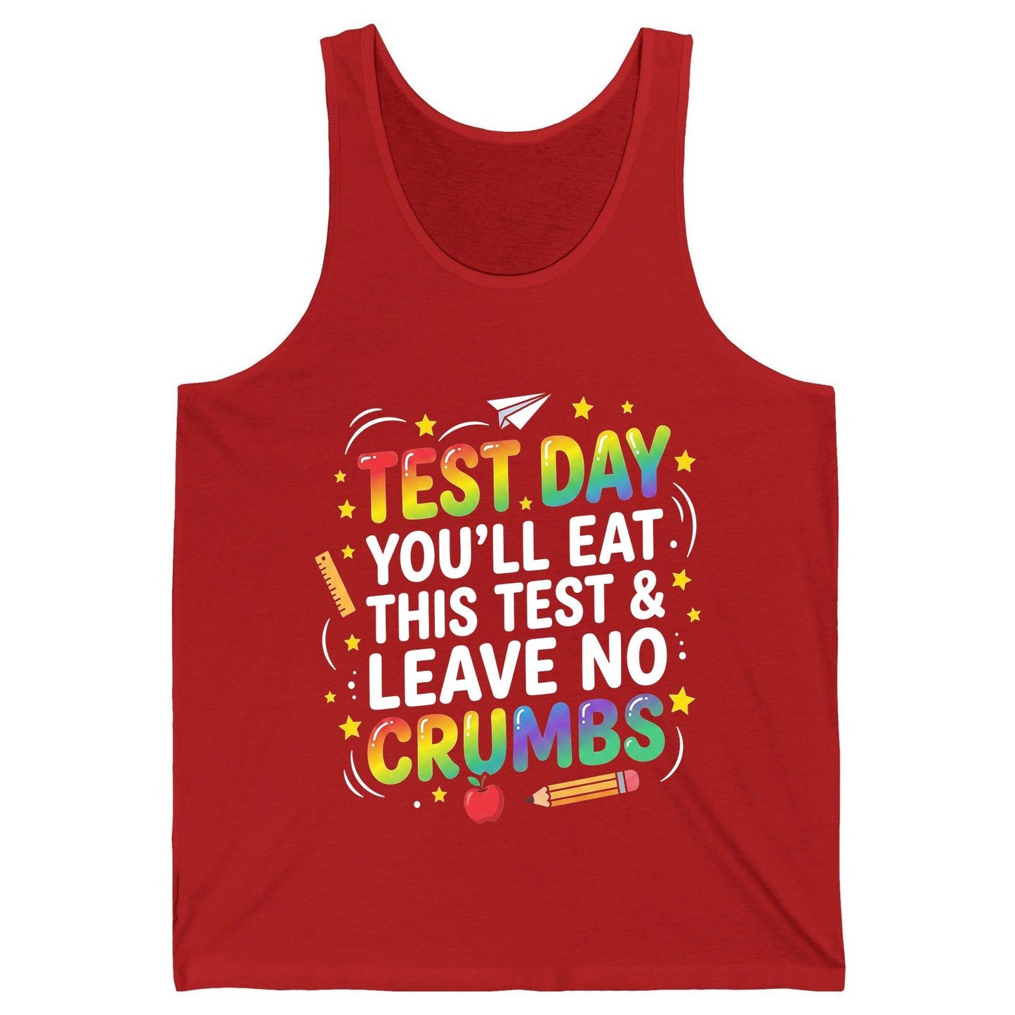 Test Day You'll Eat This Test & Leave No Crumbs Testing Tank Top - product mockup - Red