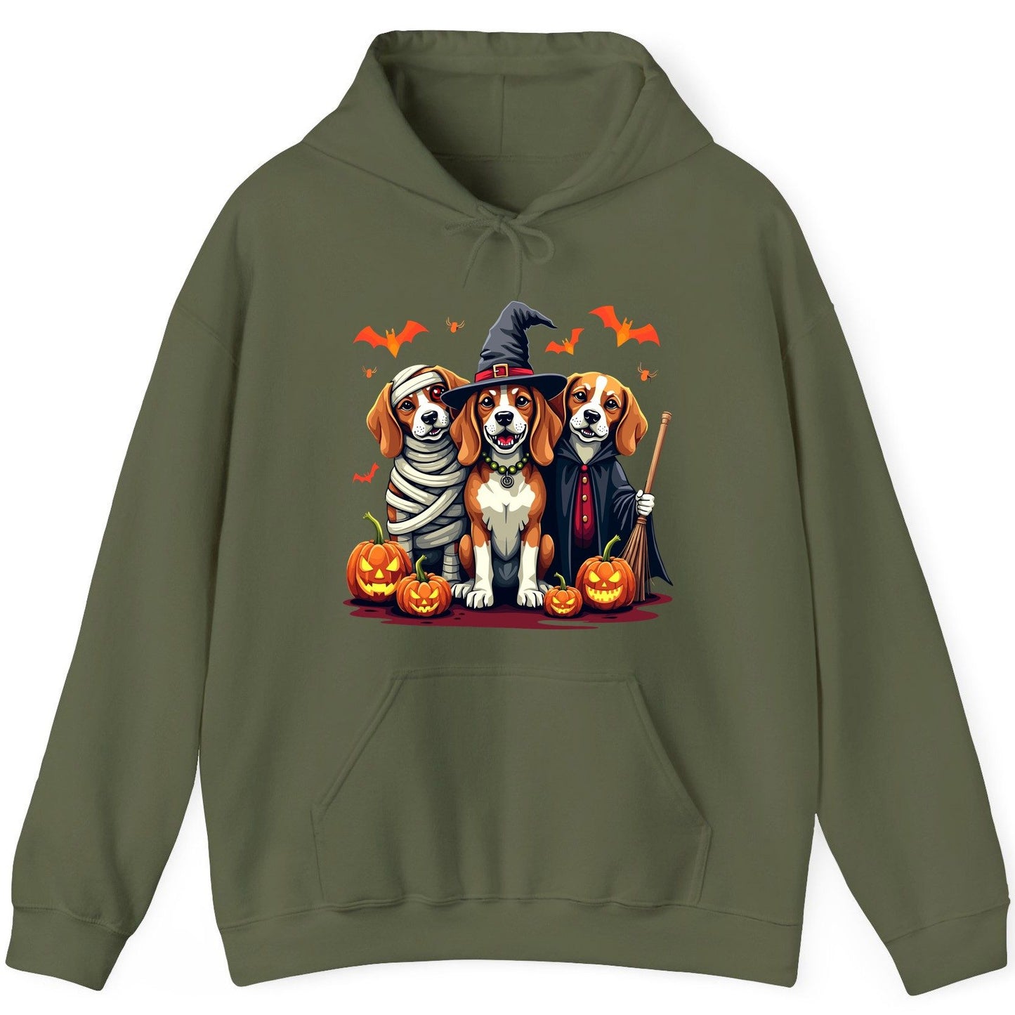 Halloween Beagles Costume beagles in Halloween costumes Hoodie Military Green product mockup