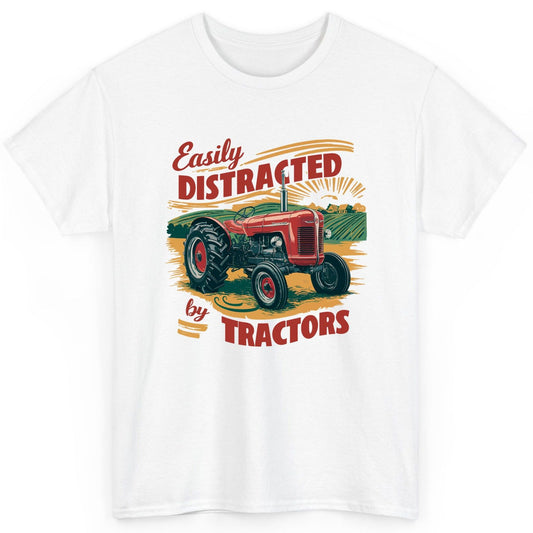 Easily Distracted by Tractors vintage tractor T-Shirt White product mockup