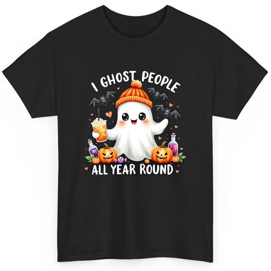 I Ghost People All Year Round cute ghost T-Shirt Black product mockup