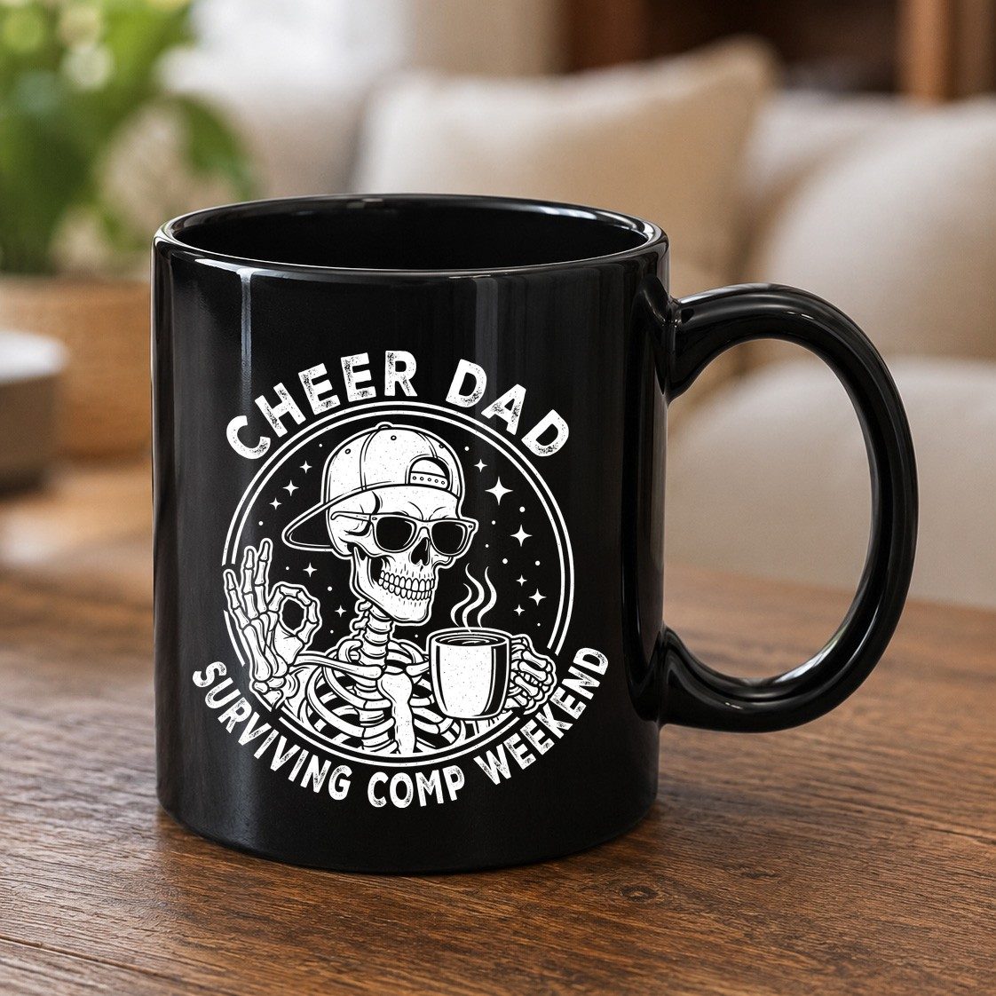 Cheer Dad Surviving Comp Weekend cheer dad Black Mug Black product mockup