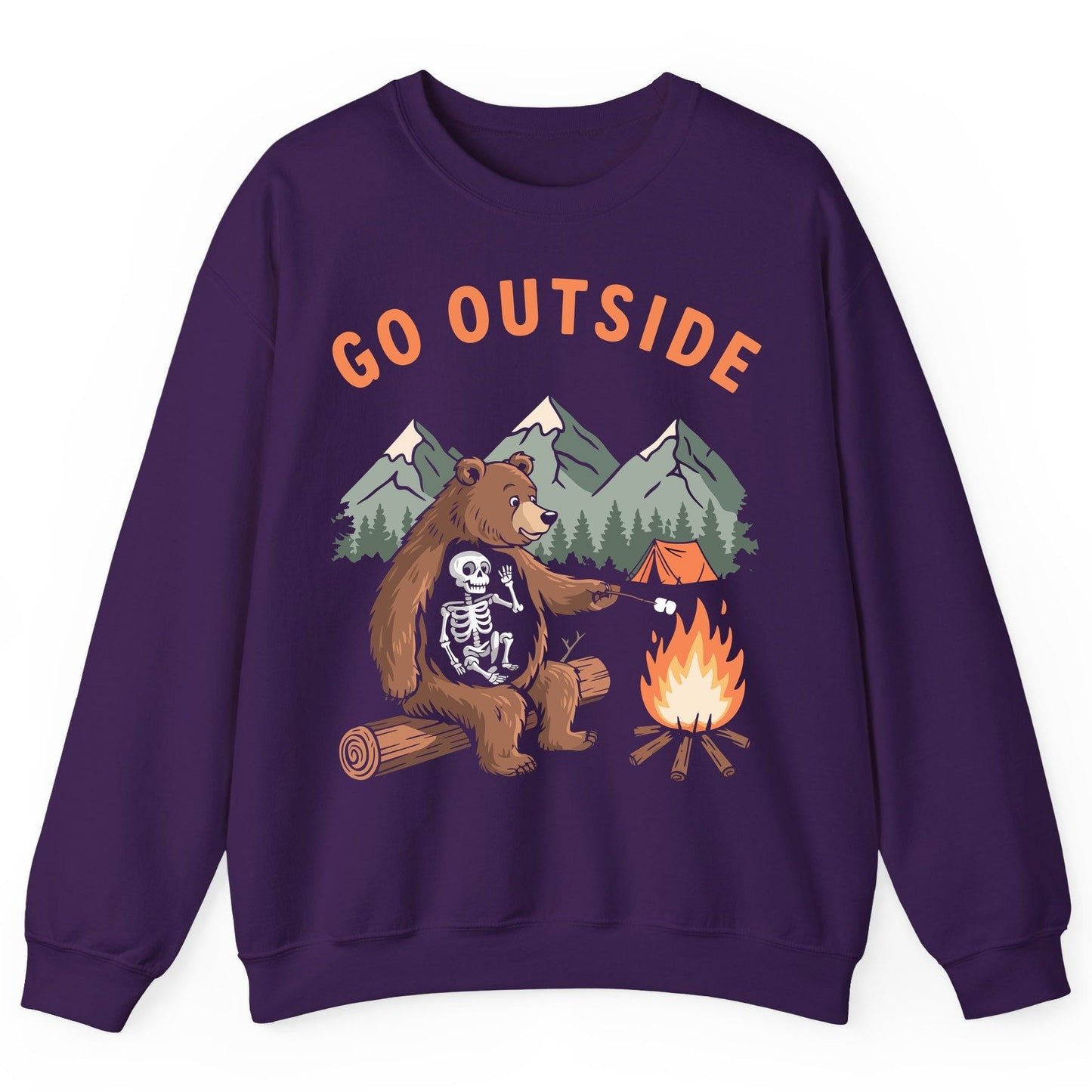 Go Outside funny bear Sweatshirt Purple product mockup