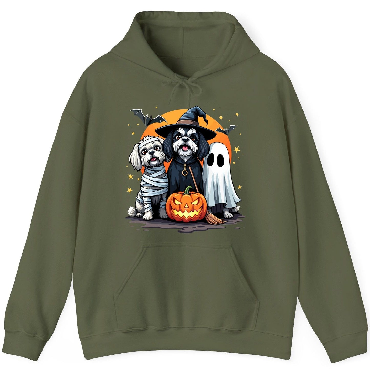 Halloween Dogs Costumes Halloween dogs Hoodie Military Green product mockup