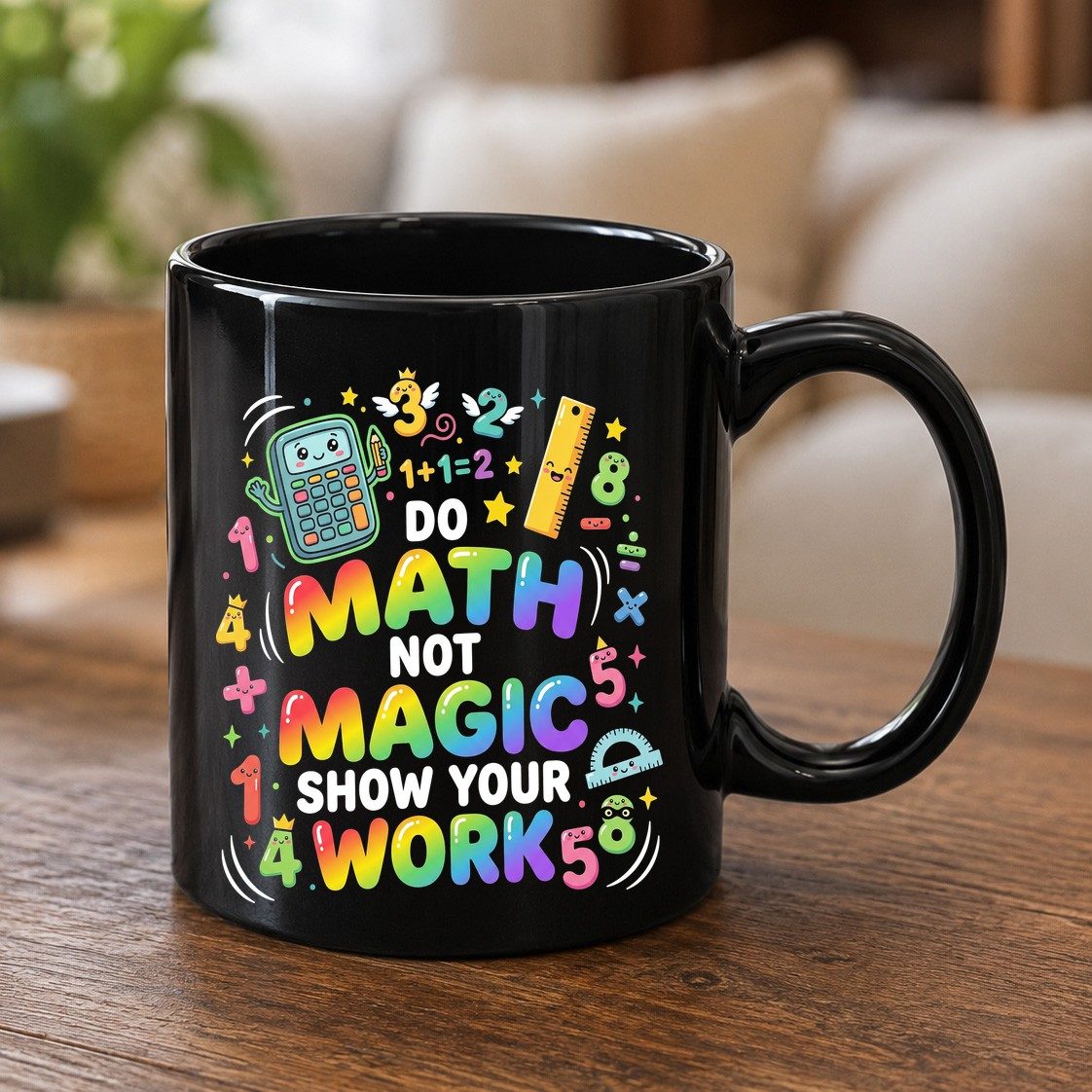 DO MATH NOT MAGIC SHOW YOUR WORK Teachers Black Mug - product mockup - Black