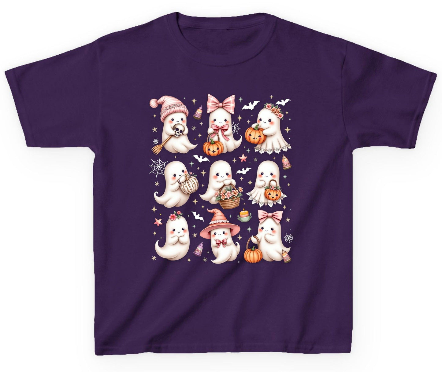 Cute Pink Halloween Ghosts cute Halloween ghosts Youth T-Shirt Purple product mockup