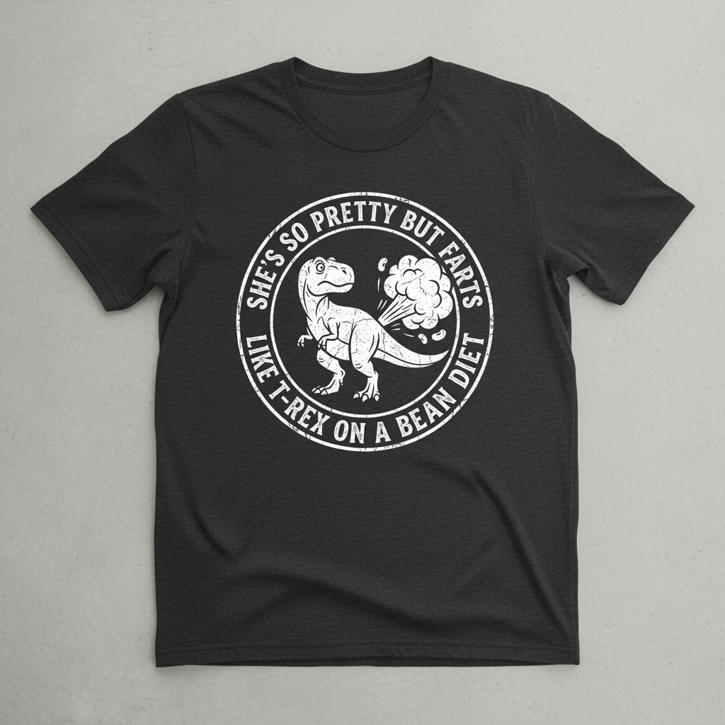 Funny Farting T-Rex On A Bean Diet T-Shirt - Dark Heather
