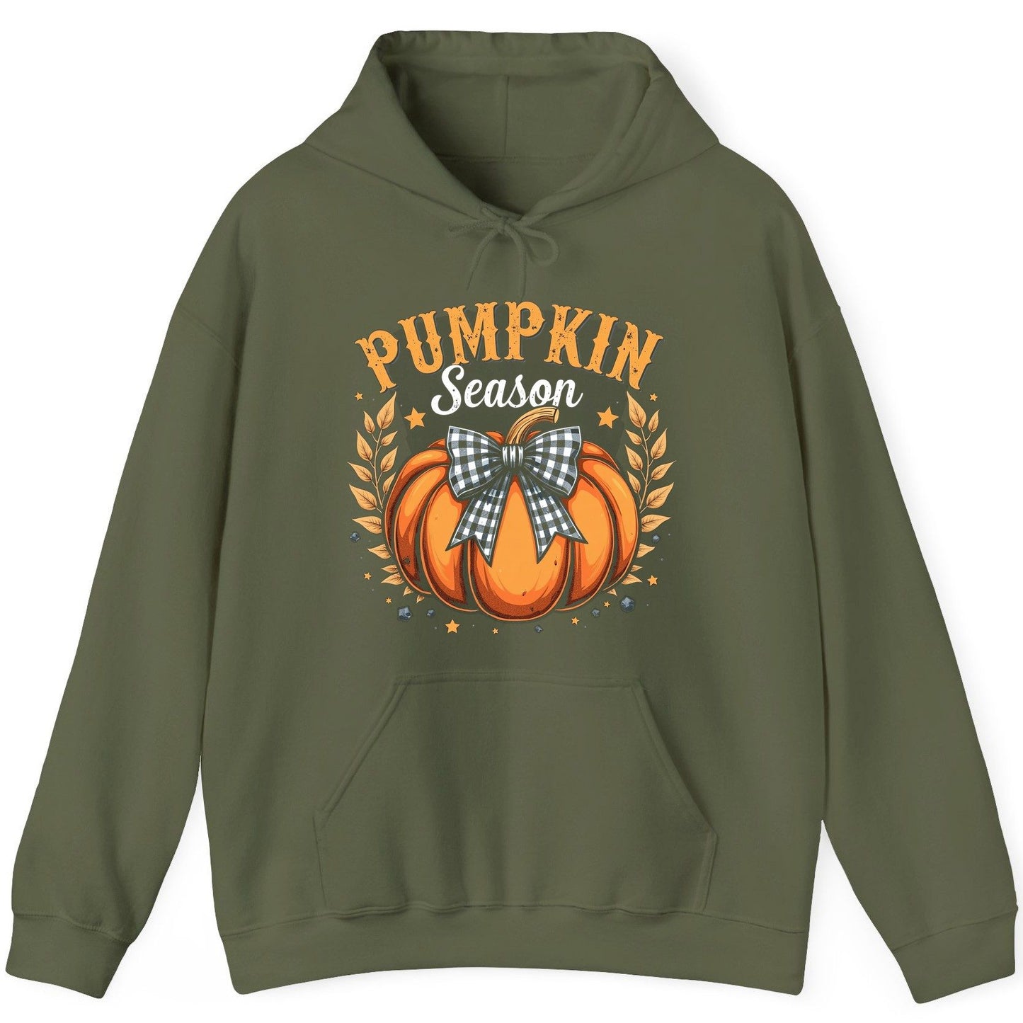 Pumpkin Season fall Hoodie Military Green product mockup