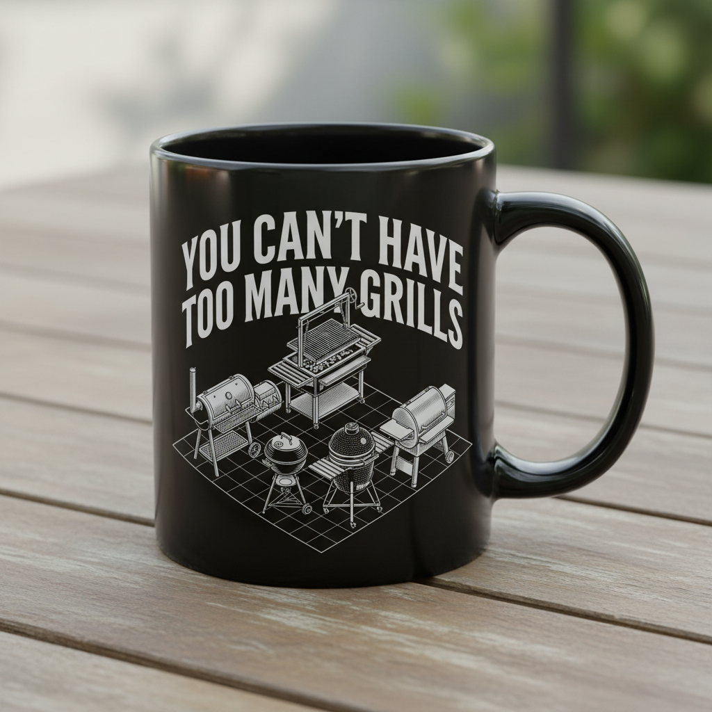 You Can't Have Too Many Grills BBQ Design Black Mug - Black
