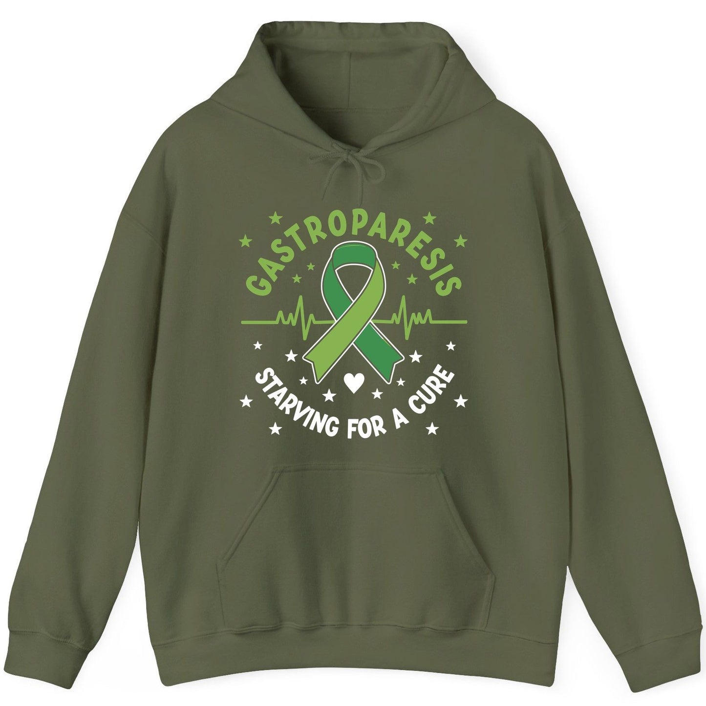 Gastroparesis Starving for a Cure gastroparesis awareness Hoodie Military Green product mockup