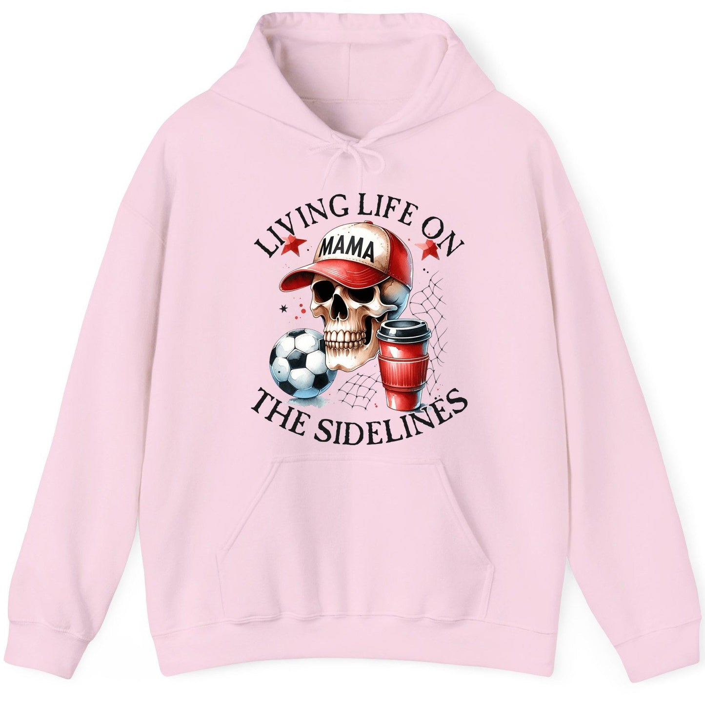 Living Life on the Sidelines soccer mom Hoodie Light Pink product mockup