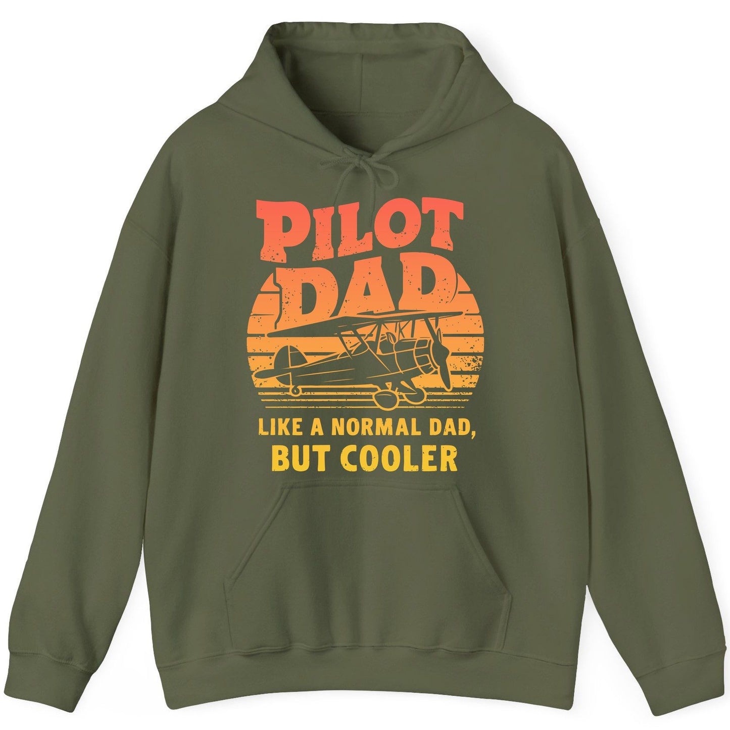 Pilot Dad Like a Normal Dad, but Cooler pilots Hoodie Military Green product mockup