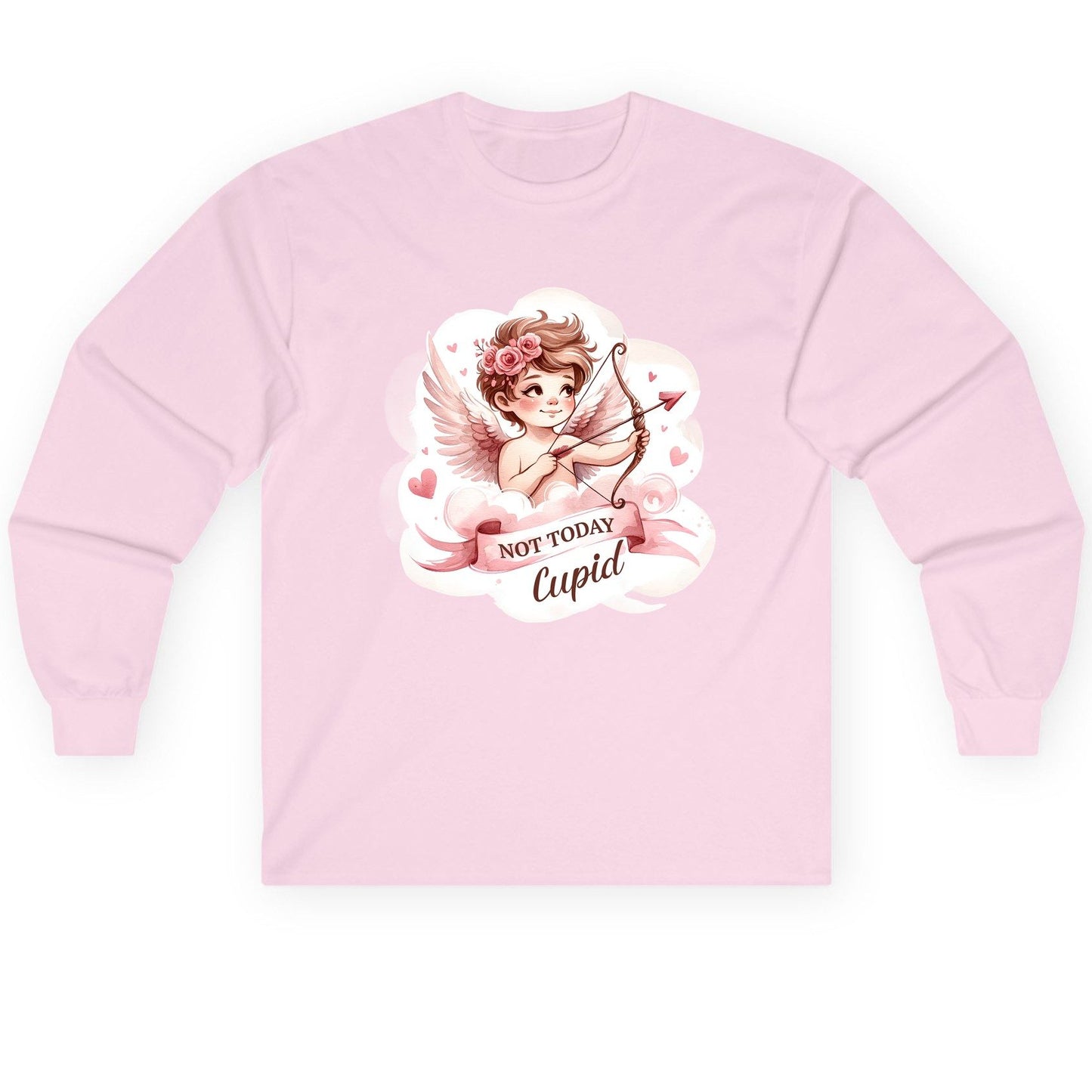 Not Today Cupid cupid Long Sleeve Tee Light Pink product mockup