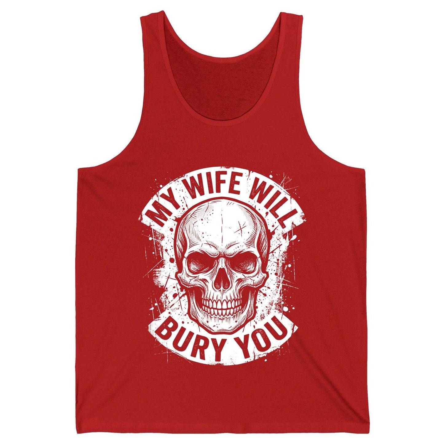 My Wife Will Bury You skull Tank Top Red product mockup