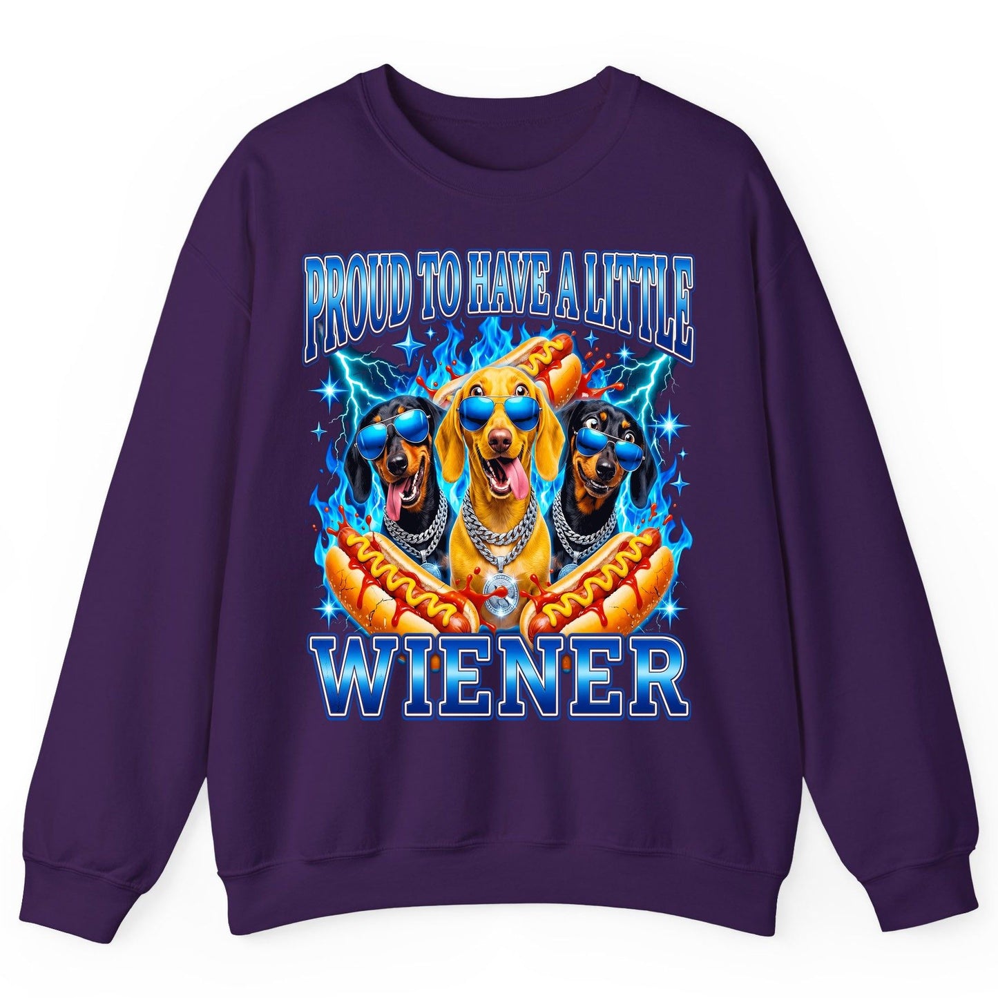 Proud to Have a Little Wiener dachshund dogs Sweatshirt Purple product mockup