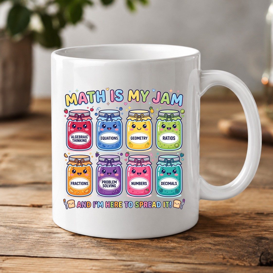 Math Is My Jam and I'm Here to Spread It! math teacher White Mug White product mockup