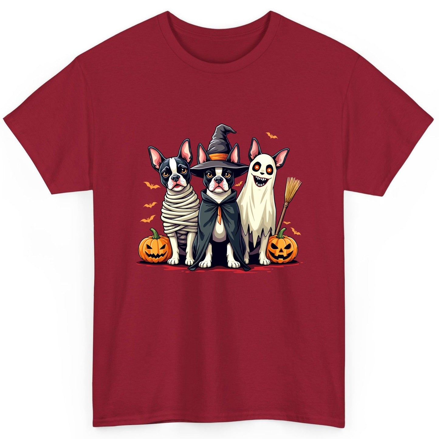 Halloween Boston Terrier Trio boston terrier T-Shirt Cardinal Red product mockup