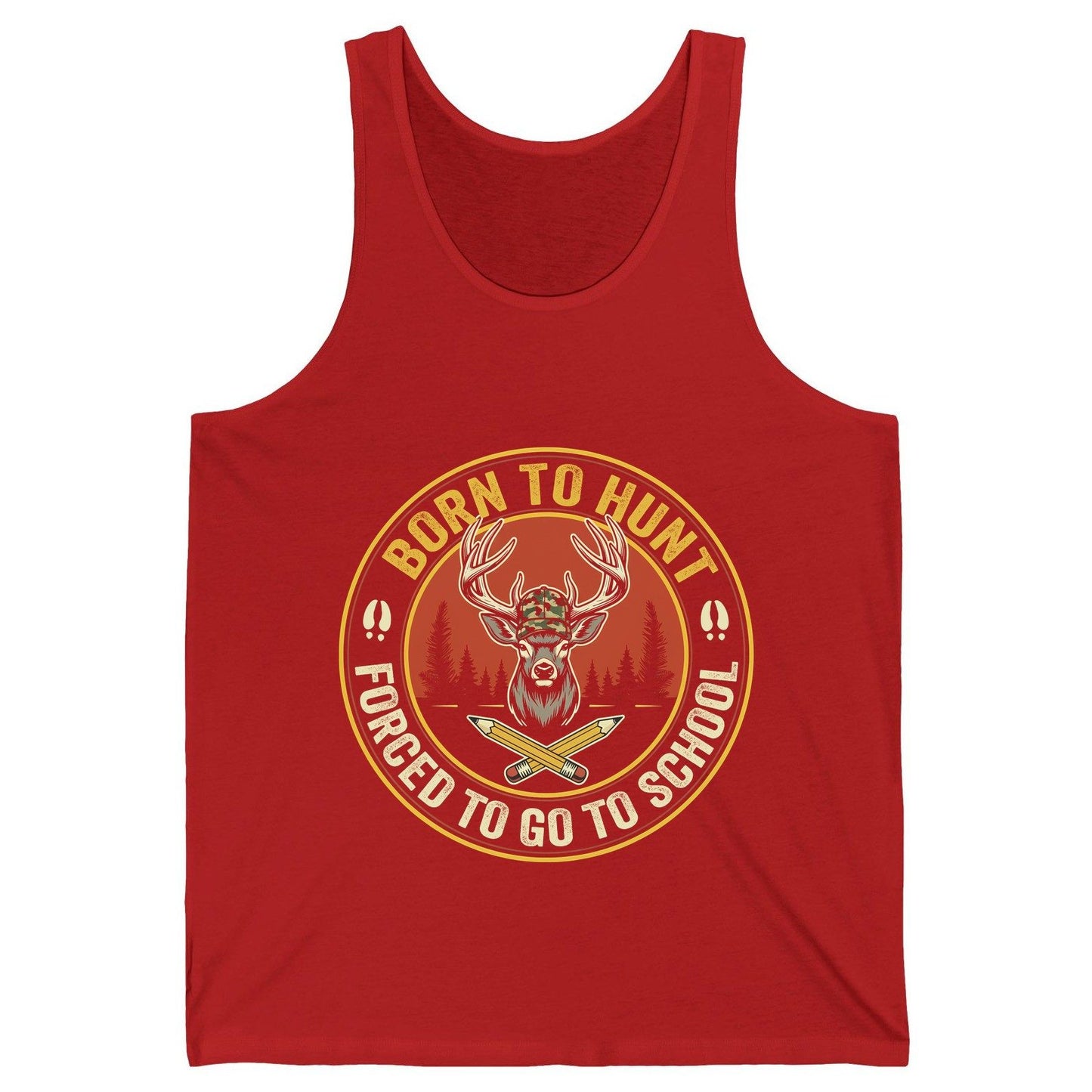 Born to Hunt Forced to Go to School hunting Tank Top Red product mockup