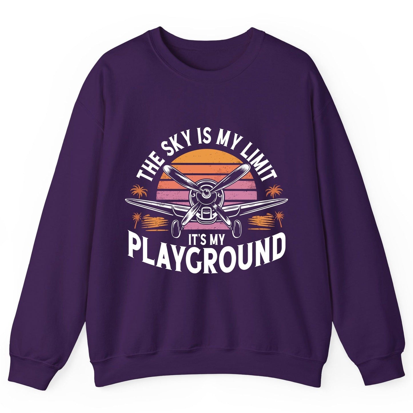 The Sky Is My Limit It's My Playground aviation Sweatshirt Purple product mockup
