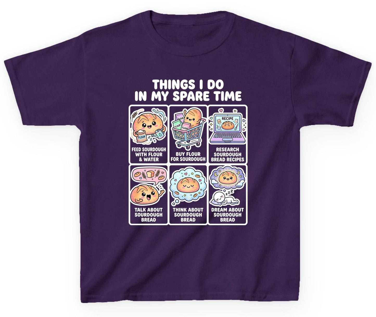 Things I Do in My Spare Time sourdough bread baking Youth T-Shirt Purple product mockup