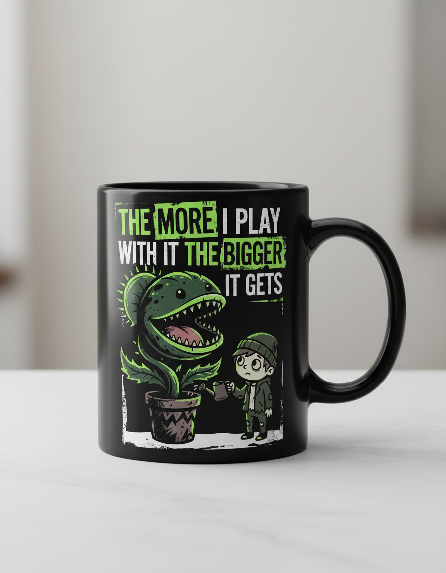 The More I Play With It The Bigger It Gets Carnivorous Plant Black Mug - Black